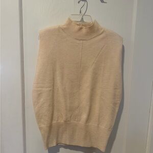 Elan Cream Sleeveless Turtleneck Sweater